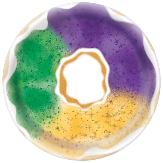 13.5&#x22; Round Mardi Gras King Cake Plastic Serving Platter